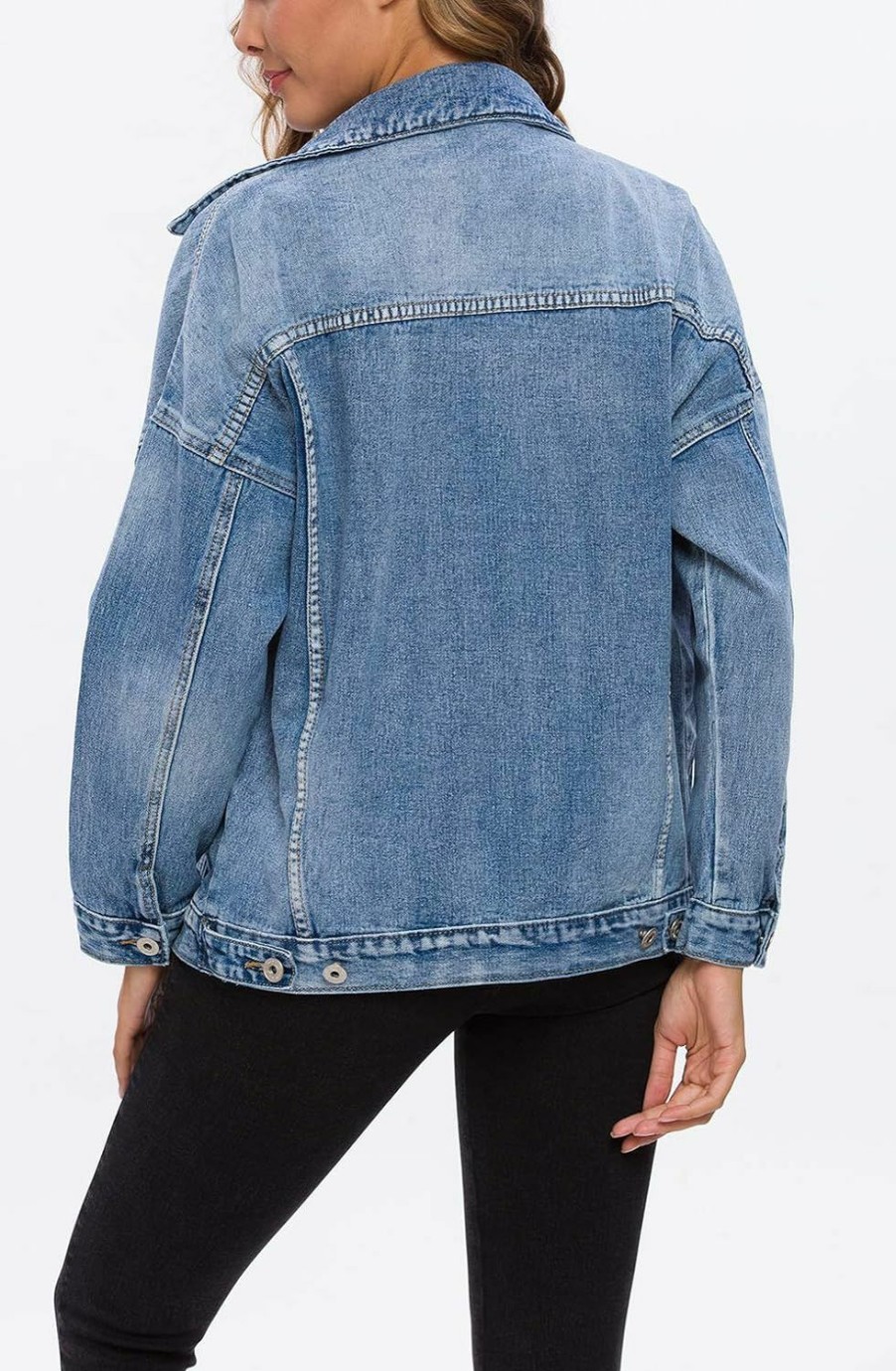 Cantonwalker Cantonwalker Loose Women'S Denim Jean Jacket,Oversize Vintage Denim Jacket,Long Sleeve Boyfriend Denim Jacket Coat | Coats, Jackets & Vests