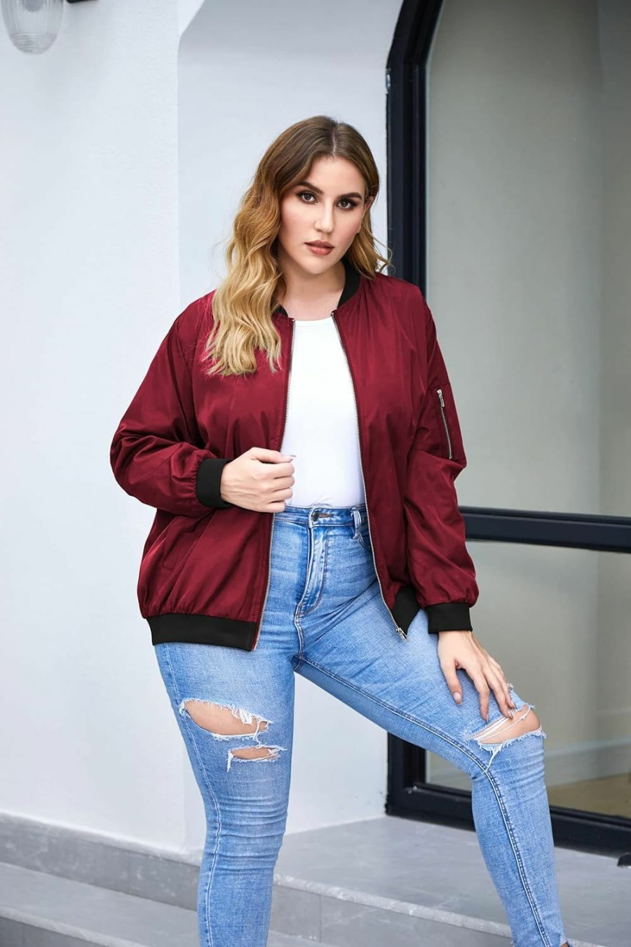 IN'VOLAND In'Voland Womens Jacket Plus Size Bomber Jackets Lightweight With Pockets Zip Up Quilted Casual Coat Outwear | Coats, Jackets & Vests