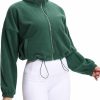 THE GYM PEOPLE The Gym People Women'S Fleece Cropped Jacket Full Zip Stand Collar Workout Short Sherpa Coats With Pockets Drawstring Hem | Coats, Jackets & Vests