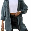 Saodimallsu Saodimallsu Women'S Oversized Denim Jackets Casual Button Down Long Boyfriend Jean Coats With Pockets | Coats, Jackets & Vests