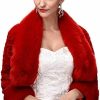 Oncefirst Women'S Winter Faux Fur Wedding Jacket For Bride Wrap Shawl Bolero Jacket | Coats, Jackets & Vests