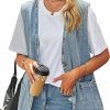 Huaqiao Womens Denim Vest Mid Long Jacket Jean Sleeveless Vest With Pockets | Coats, Jackets & Vests