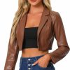 Allegra K Allegra K Cropped Leather Jacket For Women'S Pu Casual Cropped Moto Jacket | Coats, Jackets & Vests