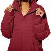 QIBABU Womens Oversized Hooded Puffer Jacket Lightweight Pullover Hoodies Quilted Dolman Long Sleeve Warm Winter Coat | Coats, Jackets & Vests