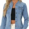 Allegra K Allegra K Casual Denim Jacket For Women'S Classic Stand Collar Long Sleeve Jean Jackets | Coats, Jackets & Vests