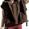 OPCAKM Women'S Fuzzy Fleece Vest Oversized Sleeveless Sherpa Jacket Warm Button Down Gilet Outerwear With Pockets | Coats, Jackets & Vests