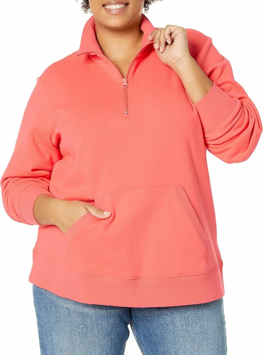 Amazon Essentials Amazon Essentials Women'S Long-Sleeve Fleece Quarter-Zip Top (Available In Plus Size) | Coats, Jackets & Vests