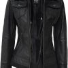 fjackets Fjackets Leather Jackets For Women - Removable Hood & Bomber Real Lambskin Leather Jacket Womens | Coats, Jackets & Vests