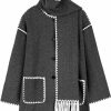 Wyeysyt Women'S Embroidered Scarf Jacket Oversized Button Down Wool Blend Coat Mid Long Outerwear With Tassel Scarf | Coats, Jackets & Vests