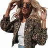 Justalwart Justalwart Denim Jacket For Women Leopard Print Retro Shape Button-Up Front Bomber Jacket | Coats, Jackets & Vests