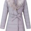 Bellivera Bellivera Women'S Puffer Jacket Faux Leather Bubble Padding Sherpa-Lined Coat With Removable Fur Collar | Coats, Jackets & Vests