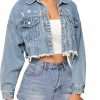 LONGYIDA Longyida Women'S Jean Jacket Button Down Cropped Distressed Frayed Denim Jacket Coat | Coats, Jackets & Vests