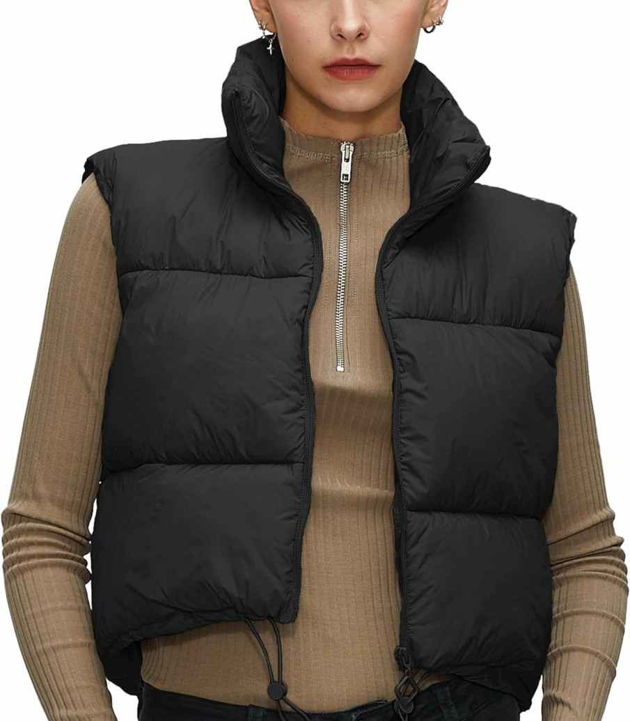 lara&missy Lara&Missy Women'S Cropped Puffer Vest Winter Sleeveless Warm Padded Outerwear Crop Puffy Vest | Coats, Jackets & Vests