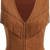 Verdusa Verdusa Women'S Fringe Trim V Neck Sleeveless Hippie Vest Jacket | Coats, Jackets & Vests