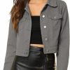 Allegra K Allegra K Women'S Denim Crop Jackets Button Down Plaid Cuffs Jean Jacket With Pockets | Coats, Jackets & Vests