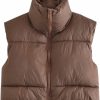 Athlisan Athlisan Womens Cropped Puffer Vest Zip Up Stand Collar Sleeveless Padded Crop Vests | Coats, Jackets & Vests