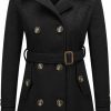 Rasujie Womens Pea Coat Double Breasted Wool Coat Long Winter Trench Coat With Belt | Coats, Jackets & Vests