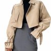 Kedera Kedera Women'S Cropped Trench Coat Long Sleeve Casual Jacket Classic Double-Breasted Lapel Overcoat Fashion Outerwear | Coats, Jackets & Vests