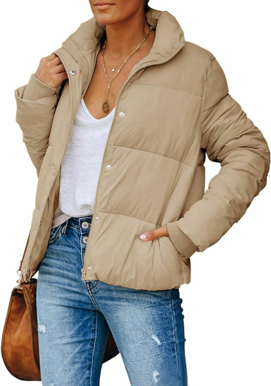 Gihuo Gihuo Women'S Oversized Puffer Jacket Winter Warm Zip Up Padded Coat Stand Collar Quilted Jackets With Pockets | Coats, Jackets & Vests