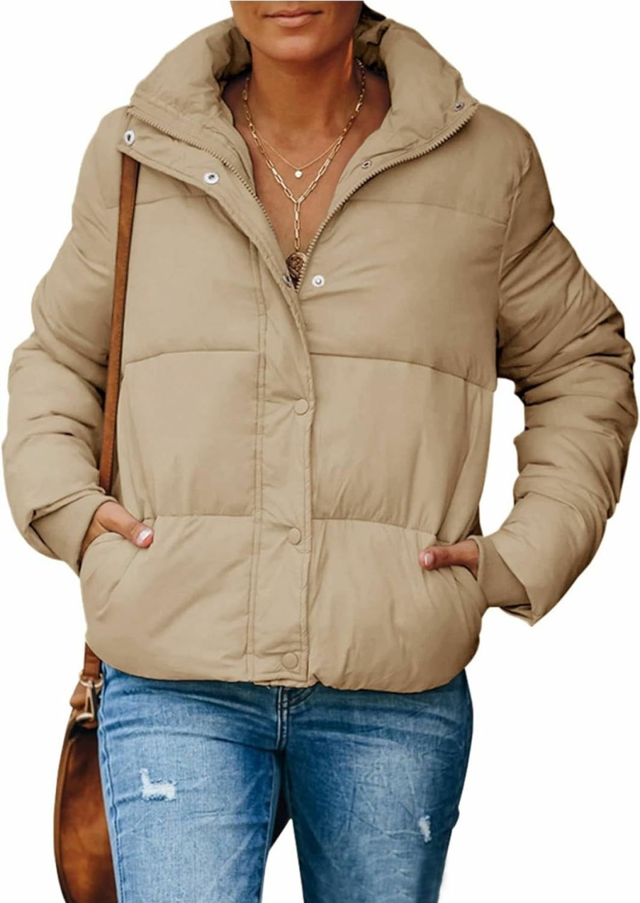 Gihuo Gihuo Women'S Oversized Puffer Jacket Winter Warm Zip Up Padded Coat Stand Collar Quilted Jackets With Pockets | Coats, Jackets & Vests