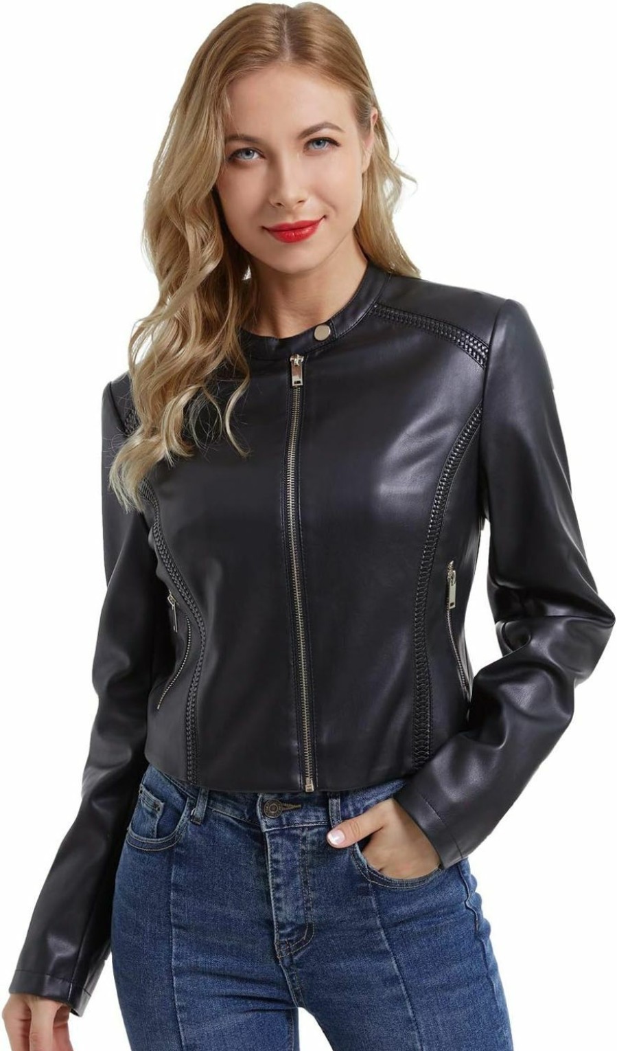 DIASHINY Diashiny Faux Leather Jacket For Women, Zip Up Moto Biker Coat, Short Pu Motorcycle Outwear | Coats, Jackets & Vests