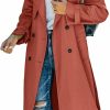 Makkrom Makkrom Women'S Double Breasted Long Trench Coat Windproof Classic Lapel Slim Overcoat With Belt | Coats, Jackets & Vests