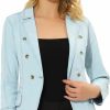 Allegra K Allegra K Women'S Jean Jacket Button Down Notched Lapel Long Sleeve Work Office Denim Blazer Jacket | Coats, Jackets & Vests