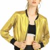 Allegra K Allegra K Women'S Sparkly Holographic Lightweight 90S Shiny Metallic Bomber Jacket | Coats, Jackets & Vests