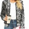 Hoibmasp Women Sequin Jacket Long Sleeve Front Zipper Ribbed Blazer Bomber Jacket | Coats, Jackets & Vests