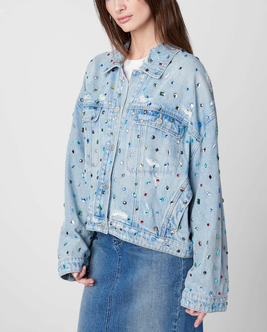 [BLANKNYC] [Blanknyc] Womens Oversized Sustainable Multi Color Embellished Denim Trucker | Coats, Jackets & Vests