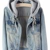 LifeShe Lifeshe Women'S Casual Detachable Hoodie Denim Jacket | Coats, Jackets & Vests