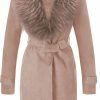 Bellivera Bellivera Women Faux Leather Trench Coat Fleece-Lined Mid-Length Jacket With Detachable Fur Collar | Coats, Jackets & Vests