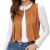 JASGOOD Jasgood Women'S Tassel Vest 70S Hippie Faux Suede Sleeveless Fringe Jacket Western Outfit For Women | Coats, Jackets & Vests