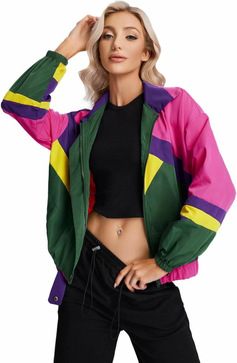 SweatyRocks Sweatyrocks Women'S Casual Lightweight Color Block Bomber Jacket | Coats, Jackets & Vests