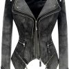 Fashion SX Fashion Sx Womens Rivet Faux Leather Jacket Zipper Moto Biker Denim Coat Motorcycle Outwear | Coats, Jackets & Vests