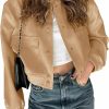 Megfie Womens Cropped Bomber Jacket Button Down Varsity Jackets Shackets With Pockets | Coats, Jackets & Vests